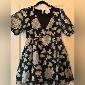 Francesca's Collections Black, Blue & Gold Floral Dress